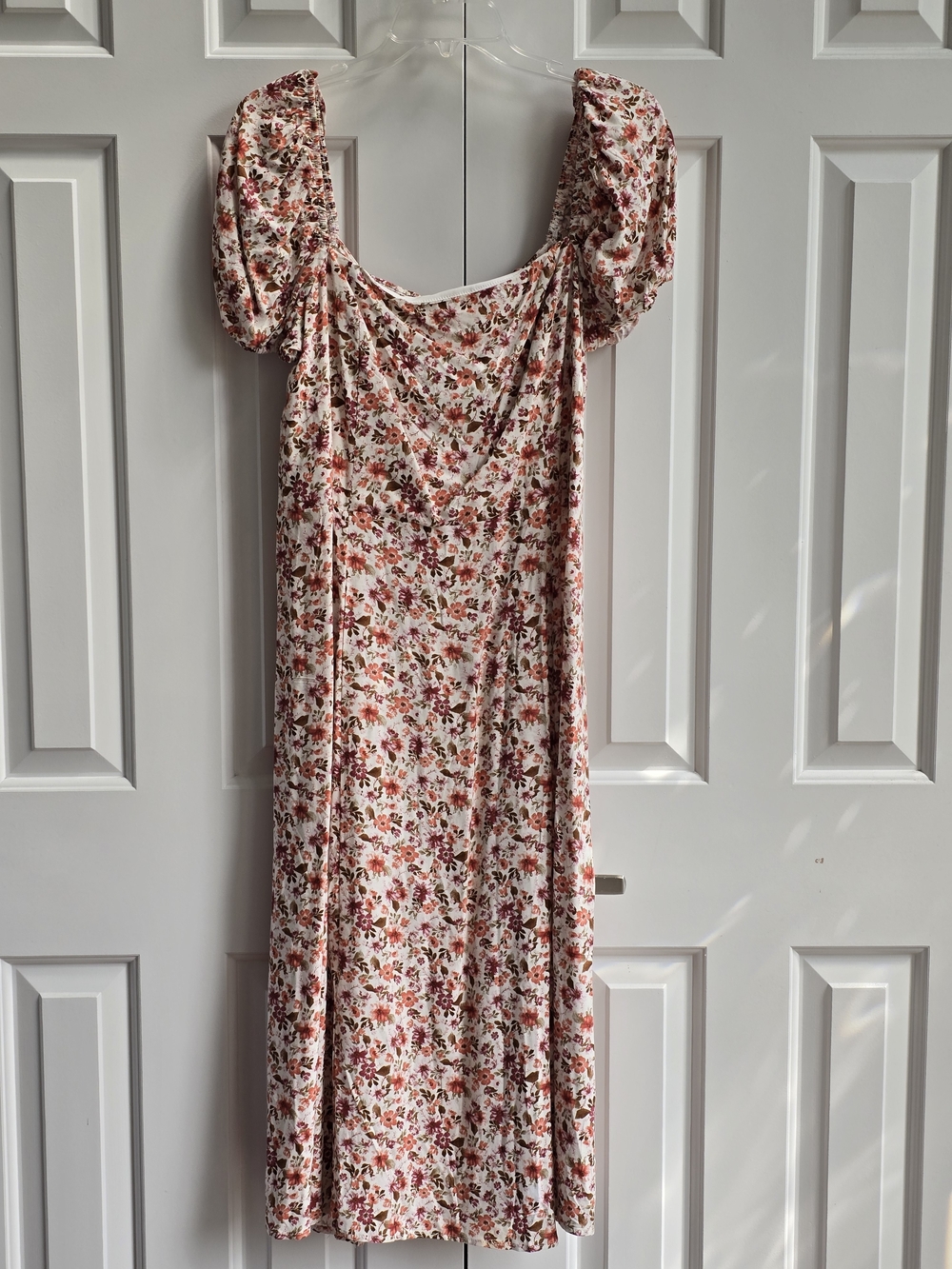 miami Cream Floral Maxi Dress with Puff Sleeves